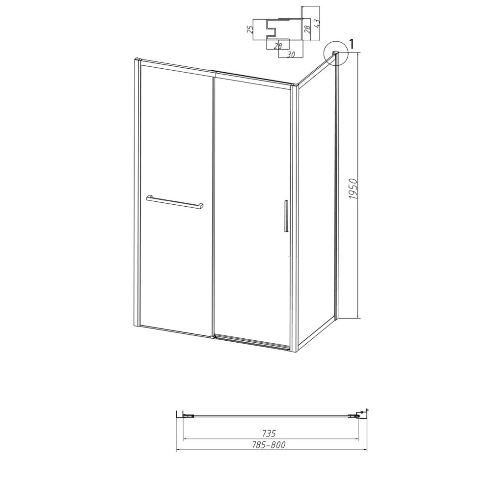 Душевая стенка Grossman Style 80 Хром / Шиншила 200.K33.05.80.10.02 Душевая стенка Grossman Style 80 Хром / Шиншила 200.K33.05.80.10.02 — изображение 5
