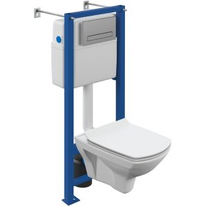 Инсталляция Cersanit Vector с унитазом Carina XL CO DPL EO slim и кнопкой смыва Blick Хром матовый 64440