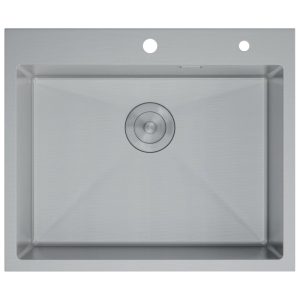 Мойка кухонная D&K 60х45 выпуск с переливом, корзина, дозатор Сатин DKS604504