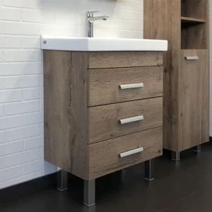 Тумба напольная Comforty Никосия 60 + раковина Дуб темный 00-00008852CF