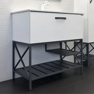 Тумба напольная Comforty Бредфорд 91 + раковина Белый / Графит 00-00009955CF Тумба напольная Comforty Бредфорд 91 + раковина Белый / Графит 00-00009955CF