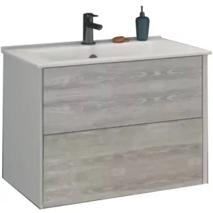 Тумба подвесная Comforty Женева 90,5 + раковина Дуб белый 4137133