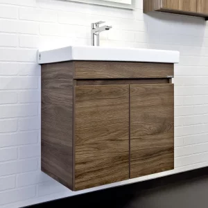 Тумба подвесная Comforty Осло 60 + раковина Дуб темно-коричневый 00-00011149CF