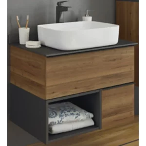 Тумба подвесная Comforty Штутгарт 75 + раковина Дуб темно-коричневый 00-00001884CF Тумба подвесная Comforty Штутгарт 75 + раковина Дуб темно-коричневый 00-00001884CF