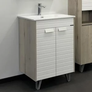 Тумба напольная Comforty Клеон 61 + раковина Белый / Дуб дымчатый 00-00003149 Тумба напольная Comforty Клеон 61 + раковина Белый / Дуб дымчатый 00-00003149