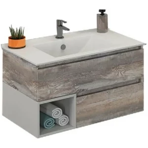 Тумба подвесная Comforty Турин 76,6 + раковина Дуб 4144200