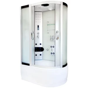 Душевая кабина Водный мир 120х85, Хром / Матовое, Высокий поддон левая