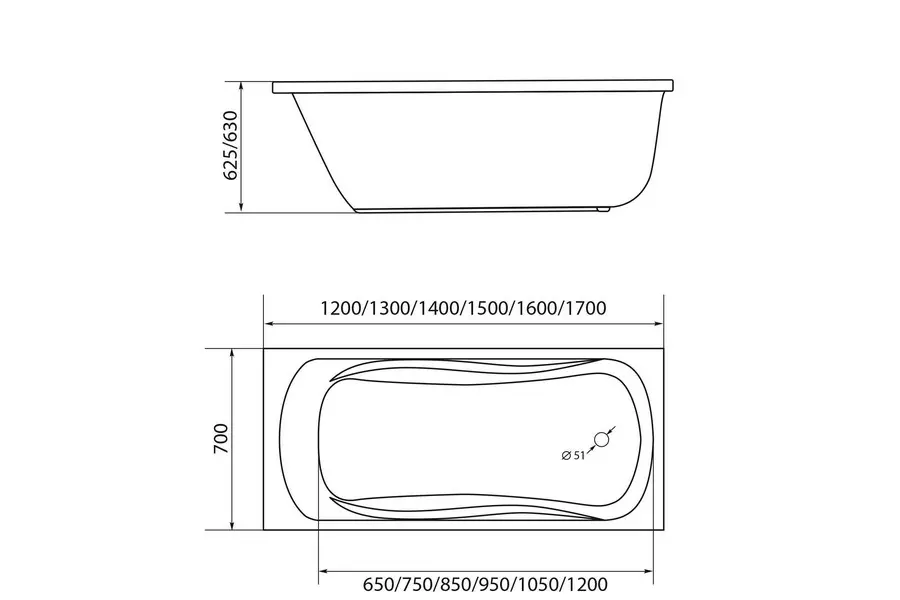 Ванна акриловая 1MarKa Classic 140х70 Белый 01кл1470 А Ванна акриловая 1MarKa Classic 140х70 Белый 01кл1470 А — изображение 2