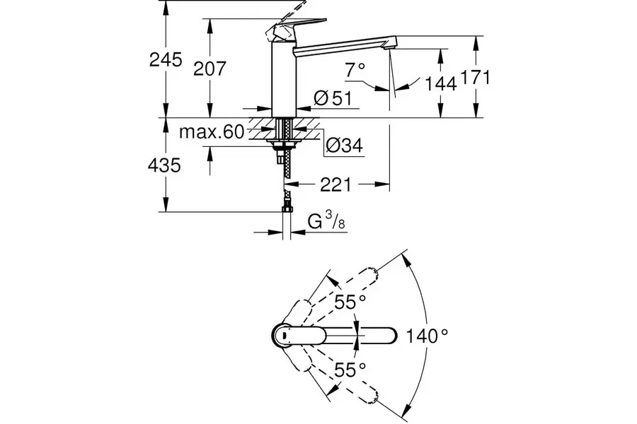 Смеситель для кухни Grohe Eurosmart Cosmopolitan 30193DC0 Смеситель для кухни Grohe Eurosmart Cosmopolitan 30193DC0 — изображение 2