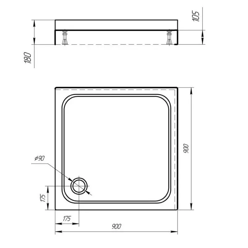 Поддон из литьевого мрамора Aquatek DP 90х90 Белый DP-0000004 Поддон из литьевого мрамора Aquatek DP 90х90 Белый DP-0000004 — изображение 3