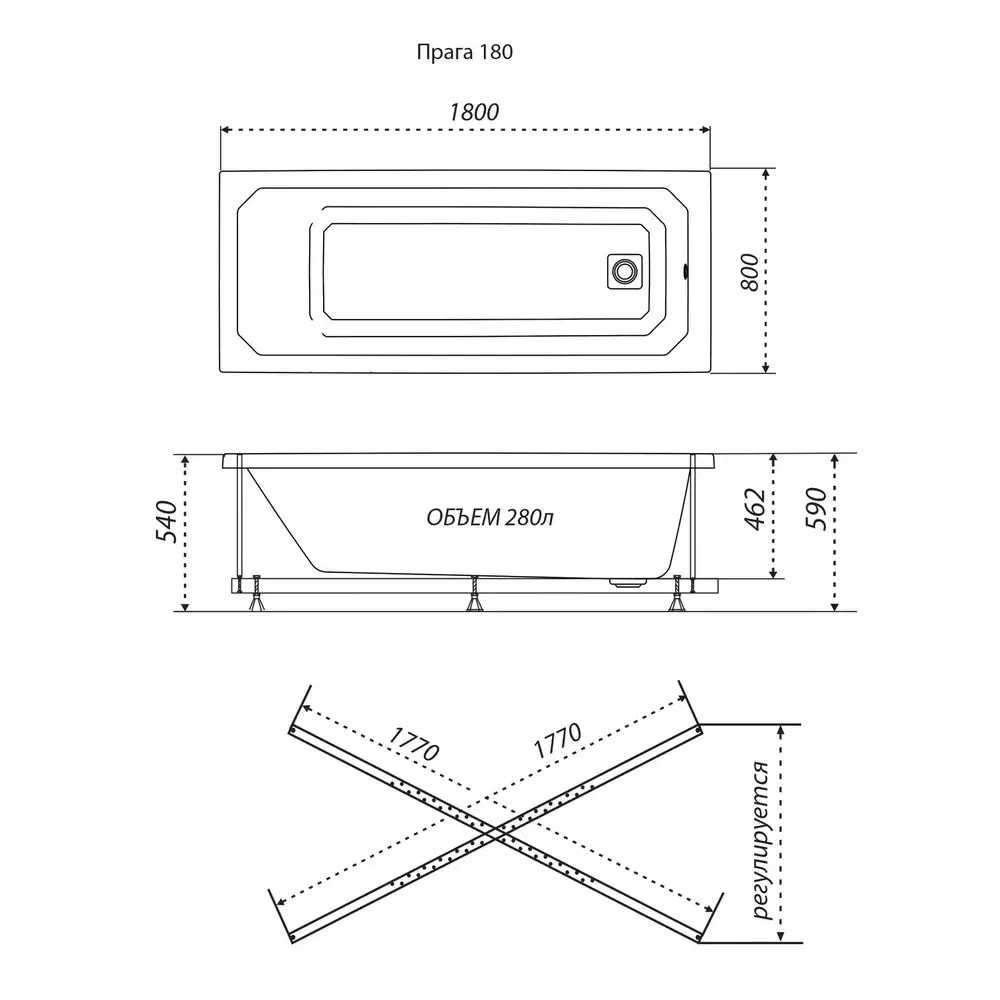 Ванна акриловая Triton Прага 180х80 Ванна акриловая Triton Прага 180х80 — изображение 3