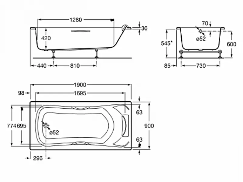 Ванна акриловая Roca Becool 190х90 Белый ZRU9303020 Ванна акриловая Roca Becool 190х90 Белый ZRU9303020 — изображение 4