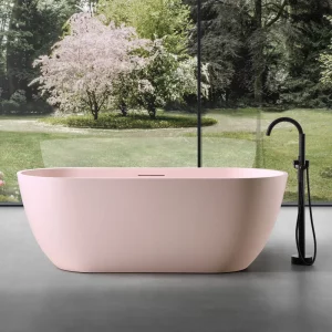 Ванна из искусственного камня отдельностоящая ABBER Frankfurt 170x75 розовый матовый AM9941MP