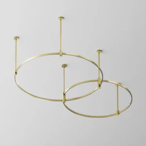 Готовая конструкция круглая двухровневая Maytoni Technical FlArity Medium на жестких подвесах без светильников и блока питания 406×1450 мм Латунь TFC-Flar-M01-BS