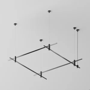 Готовая конструкция квадратная двухуровневая на тросовых подвесах Maytoni Technical FlArity Hang без светильников и блока питания 1200×1000×1000 мм Черный TFC-Flar-H04-B