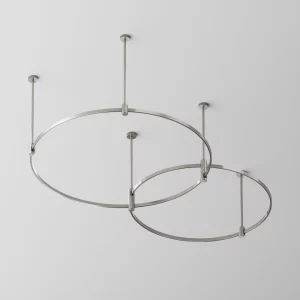 Готовая конструкция круглая двухровневая Maytoni Technical FlArity Medium на жестких подвесах без светильников и блока питания 406×1450 мм Платина TFC-Flar-M01-PT